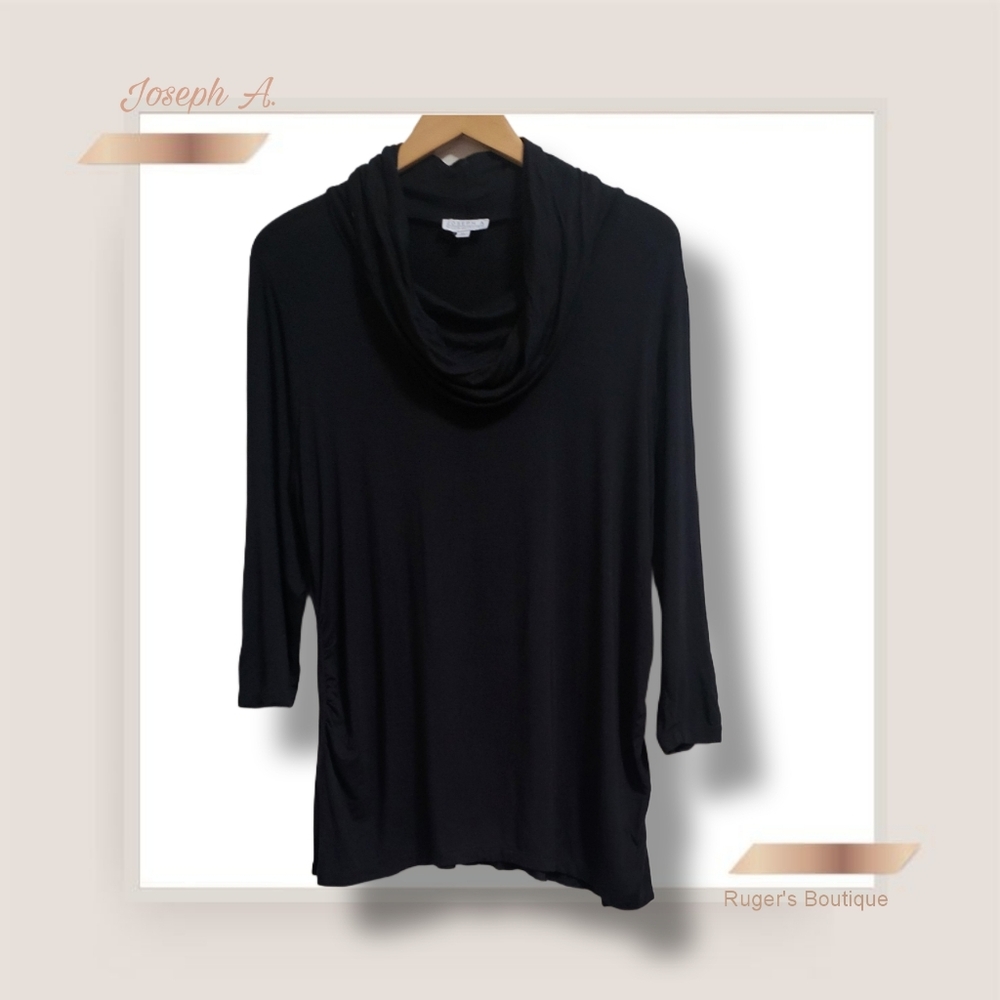🌿Joseph A Women's XL Cowl Neck Black Long Sleeve Tunic Style Blouse - Picture 3 of 10